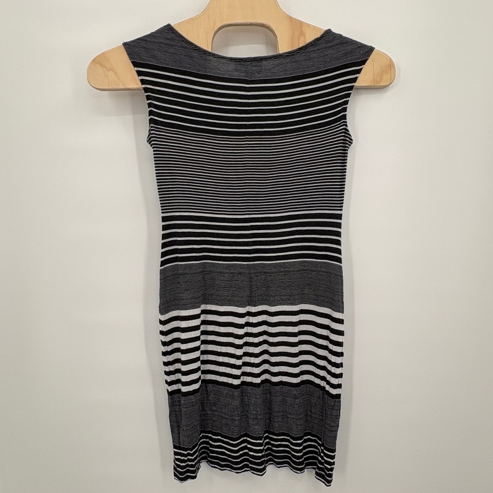 AGB Dress Womens Large Black White Multi Directional Stripe Sheath Dress 0360J35 - Picture 3 of 10
